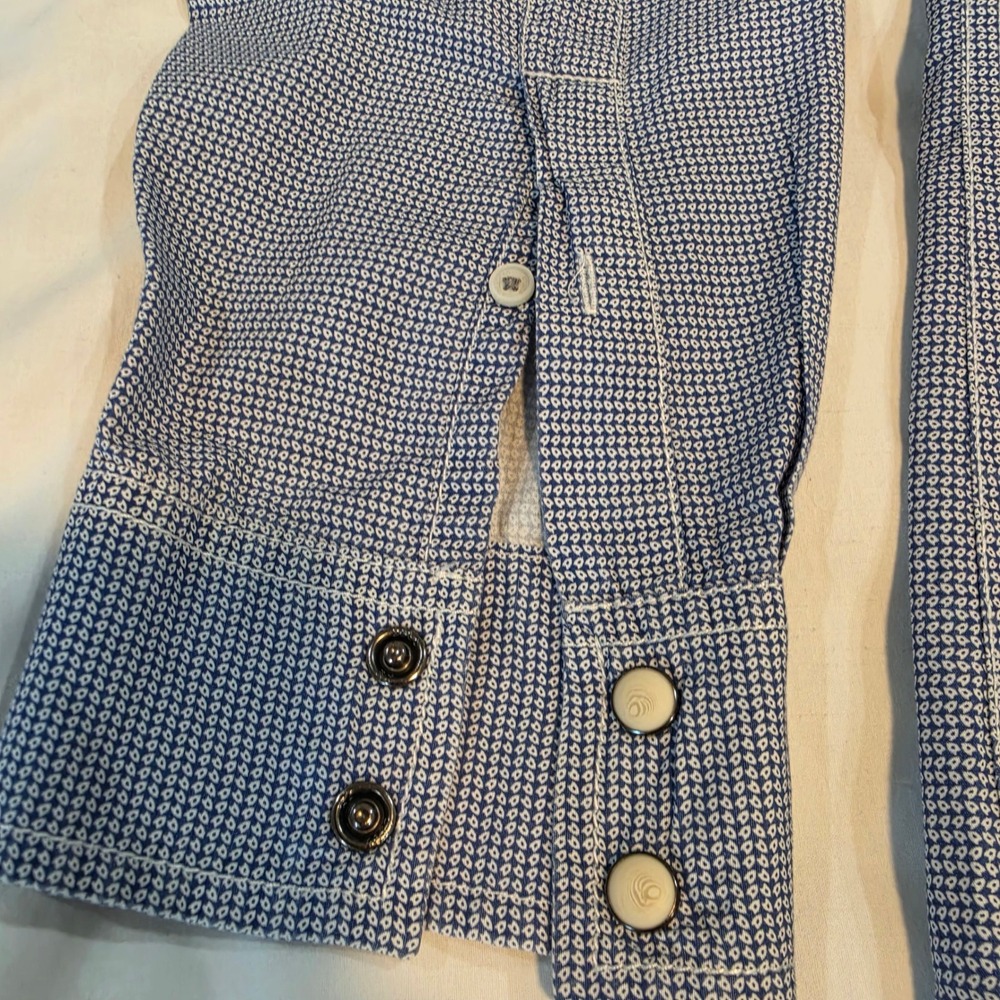 American Eagle Button Down Men Medium Blue Excellent Western Pearl Snap Shirt - Picture 5 of 10